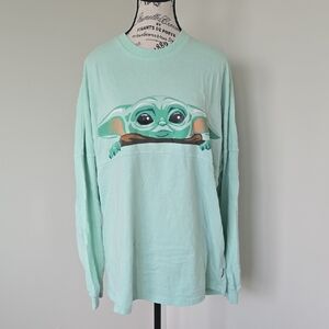 Mint Green Long Sleeve Shirt with Baby Yoda